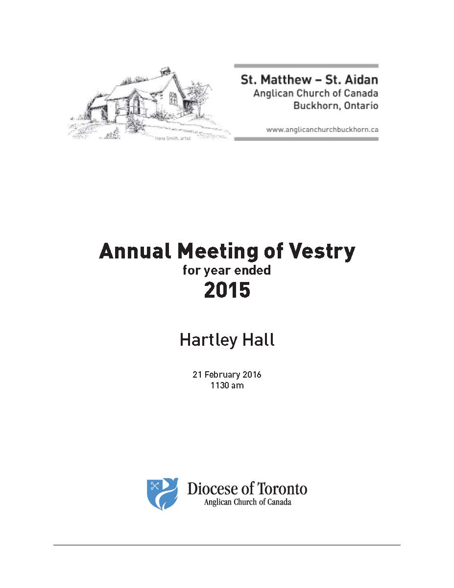 Cover- Parish Vestry Report for 2015 PRINT-A